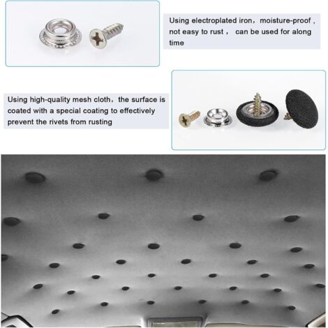 60 pièces Clips de réparation de garniture de toit de voiture avec vis, rivets à pression ABS