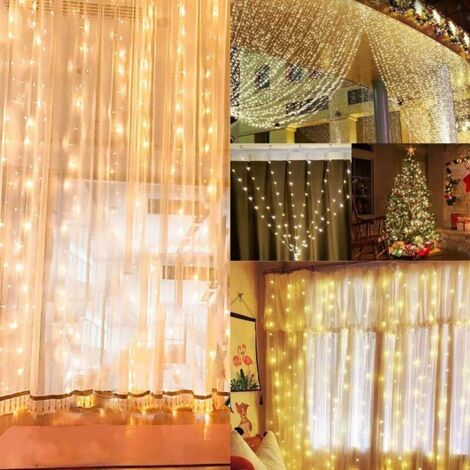 Guirlande Lumineuse Rideau 300 LED Rideau Lumineux 3M3M 8 Modes , Decoration pour Noël, Mariage