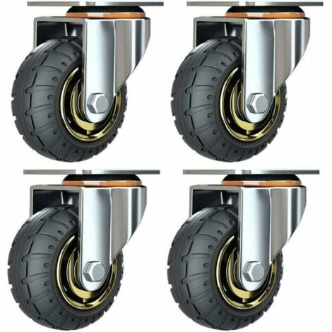 GABRIELLE Kit de 4 roues universelles de 3 pouces sans freins Roues de chariot silencieux Roues universelles oulettes Pivotantes 75mm Roues Plaques Industrielles Transport Roulettes pour meubles (1/5)
