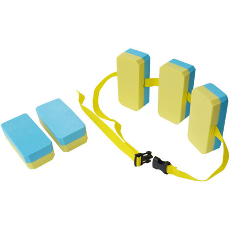 Ceinture De Natation Enfant Avec 5 Flotteurs EVA Réglables - Bleu Jaune, 19-30 Kg