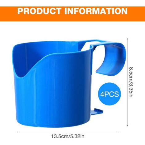 Lot De 4 Porte-gobelets Pour Piscine – ABS Bleu 8,5×13,5 Cm – Fixation Par Crochet – Pour Piscine Hors-sol Et Baignoire