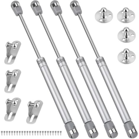 Lot de 4 Vérin à Gaz, 200N / 20kg Verin Meuble Ressort Amortisseurs à Gaz avec Vis, Verin Hydraulique Levage de Porte Armoire Cuisine Placard Penderie à Chambre