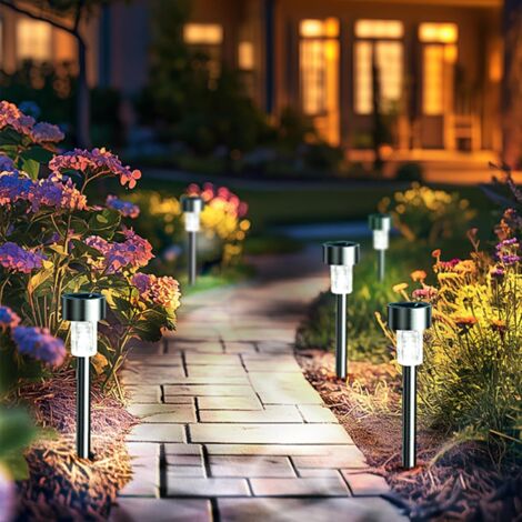 Peasur Lampe Solaire Exterieur Au Sol Lot de 6, Lumiere Solaire Jardin 8 LED, Étanche Spot Solaire Extérieur pour Outdoor Allée Chemins Pelouse Terrasse Cour [Blanc Chaud