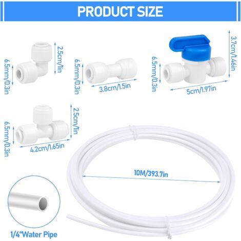 Tuyau D'alimentation Eau 10 Mètres Avec Connecteurs Pour Réfrigérateur - Kit Bleu, Neuf Sous Emballage