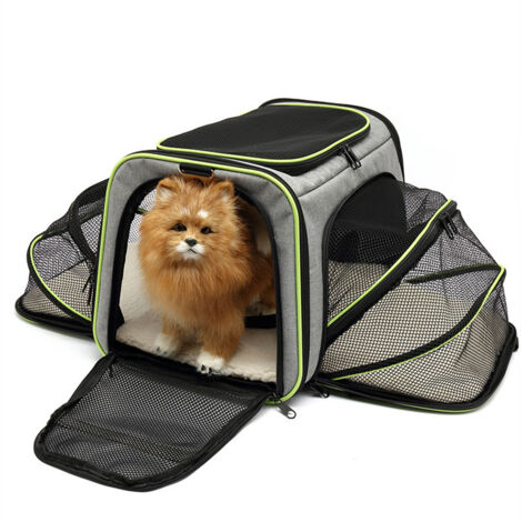 PETPROVED Caisse De Voyage Pour Chien Grande Taille - Cage Transport Pliable Bleu Marine - Confort & Sécurité Pour Voiture & Avion