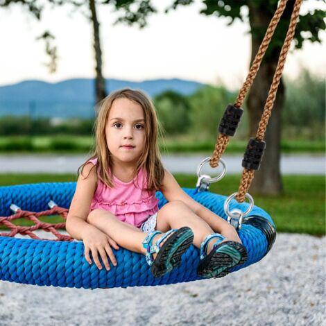 Balançoire Circulaire 100 Cm – Capacité 300 Kg – Coussin Amovible – Cordes Réglables – Siège Durable Et Sécurisé Pour Enfants – Jeu Extérieur