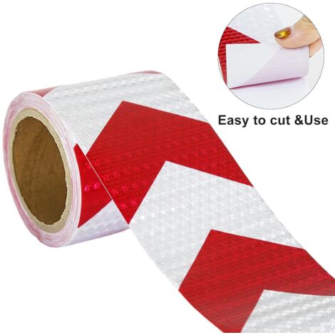 Bande Reflechissante Rouge et Blanc 15CM10M Ruban Reflechissant Adhesif ...