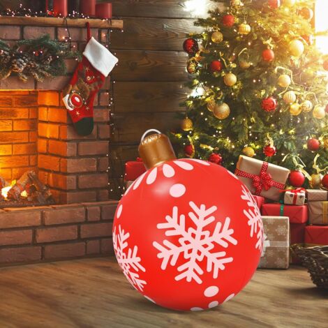 Boule De Noël Gonflable Géante 60cm PVC - Décoration Sapin Jardin Extérieur Intérieur Festive