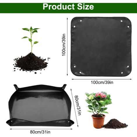 Tapis De Rempotage Plantes 100x100 Cm Imperméable Pliable - Tapis Jardinage Noir Pour Transplantation Et Repiquage