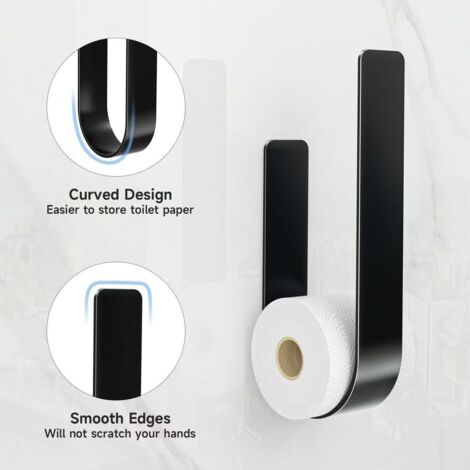 Porte-Rouleau Papier Toilette Mural Sans Perçage - Rangement 3 Rouleaux Métal Noir