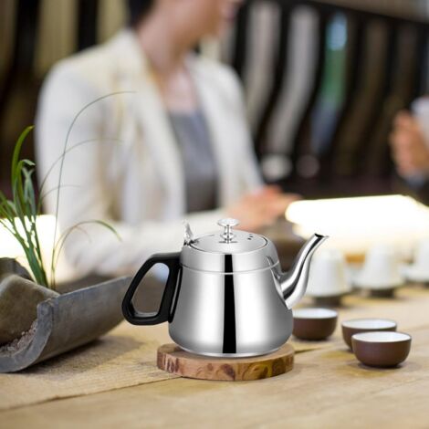 Bouilloire 1,5 L, théière en acier inoxydable, casserole avec infuseur, théière haute capacité, résistante à la rouille, pour théière et bouilloire à eau chaude Bouilloire 1,5 L, théière en acier inoxydable, casserole avec infuseur, théière haute capacité, résistante à la rouille, pour théière et bouilloire à eau chaude