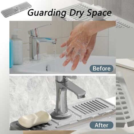 Protecteur Anti-Éclaboussures Silicone Pour Évier – Garde Évier Cuisine Et Salle De Bain – Tapis Anti-Gouttes Réutilisable – 49x8,5x5 Cm