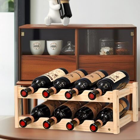 Lot De 2 Porte-Bouteilles Réfrigérateur Empilables - Rangement Antidérapant Noir Pour Cuisine Et Frigo