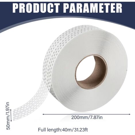 Ruban Joint Autocollant 40 M X 5 Cm – Bande Étanchéité Cloison Sèche, Angle Intérieur/Extérieur, PVC Flexible