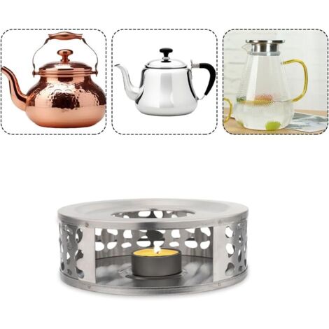 Chauffe-Théière Café Lait En Acier Inoxydable - Réchaud Bougie Avec Design Élégant Argent