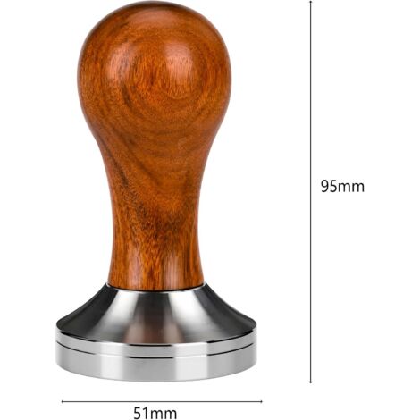 Tamper à Café Expresso En Acier Inoxydable 304 Avec Manche Bois Et Tampon Silicone - 51 Mm