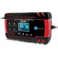 GABRIELLE Chargeur de batterie de voiture, chargeur de batterie de voiture 8A 12V / 24V, chargeur de batterie de voiture entièrement automatique avec écran LCD Chargeur de batterie avec protection mul