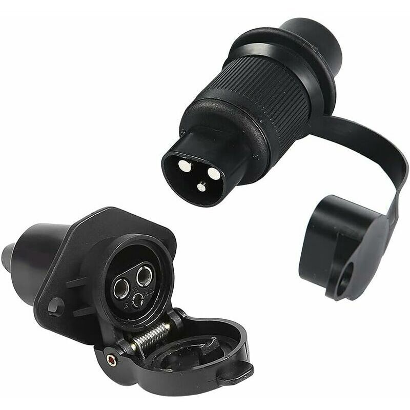 Lot De 5 Prises 12V 3 Broches étanches - Pour Tracteur, Camion, Camping-car, Remorque - Conforme DIN 9680 - 6