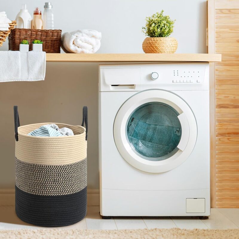 Panier De Rangement En Corde De Coton - Avec Anses, Dimensions 35x40cm - Pour Linge, Jouets, Décoration Maison