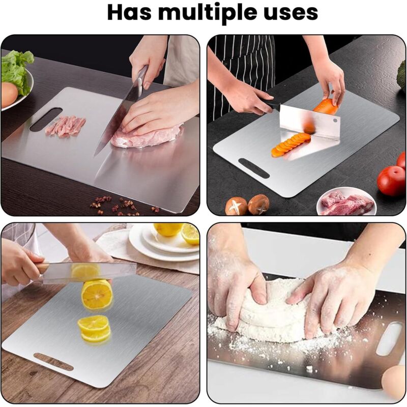 Planche à Découper En Titane – Planches à Découper En Titane 100 % Pur Pour Cuisine – Hygiène Et Durabilité De Pointe, Tapis De Découpe Double Face En Titane Pour Viande, Fruits