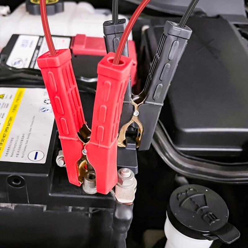 Lewttyer Pinces Crocodiles Cuivre 200A – Paire Rouge/Noir – Grandes Pinces Batterie Démarrage Voiture