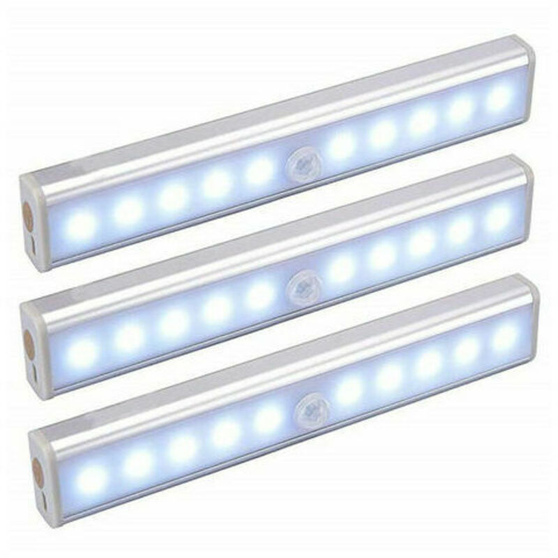 Lot 3 Lampes LED SIRIS Noires Avec Détecteur Mouvement 50cm