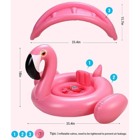 Bouée Flamant Gonflable avec Lumières Solaires,Flamant Rose Gonflable