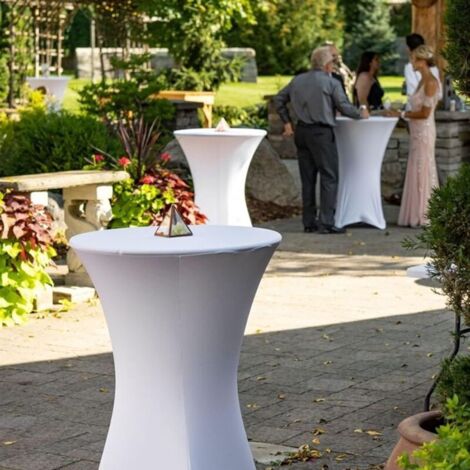 Lot De 3 Housses De Table Cocktail Extensibles En Spandex Noir - Coins Carrés - 80x110 Cm Pour Tables Hautes Mariage Et Événements