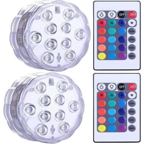 Lumières LED Submersibles Multicolores - Lot De 2, Avec Télécommande, Pour Piscine, Vase, Fêtes