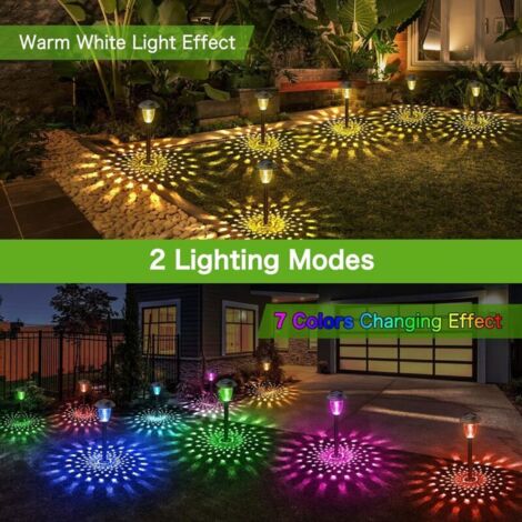 Lot De 12 Lampes Solaires LED Extérieur 8 Modes - Étanches IP44 Multicolores Pour Jardin