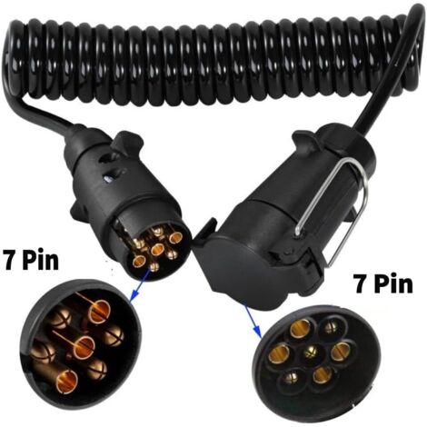 MINSHUXI Prise Remorque 7 Broches 12V - Faisceau 2 M - Adaptateur Électrique Pour Caravane, Camion, RV, Remorque (Noir)