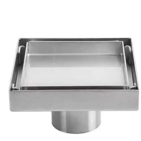 Tigrezy – Siphon de sol en acier inoxydable SUS 304 – Drain carré 10 x 10 cm – Capacité de drainage élevée – Anti-odeurs et nuisibles (1/5)