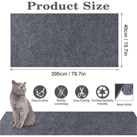 Protection Canapé Anti-griffes Pour Chat | Tapis En Sisal Et Moquette, 100x30 Cm, Adhésif | DIY, Coupe à Taille, Gris Foncé