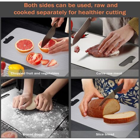 Planche à Découper En Titane - 2 Pièces Réversibles - Anti-Odeurs Et Anti-Rayures - Pour Viande, Légumes, Pain