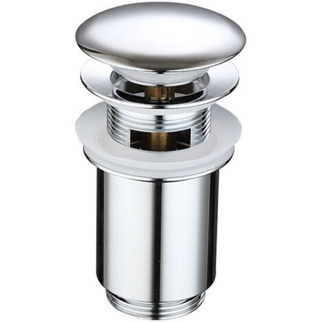 Bonde de Lavabo Pop Up en Laiton, Système de Vidage Salle de Bain avec Trop-plein, argent,11.56.6cm (1/2)