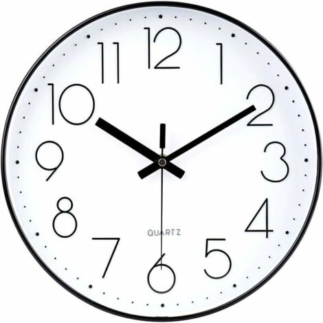 Horloge Murale Silencieuse,Horloge Murale Bois 30CM,Moderne Silencieuse Pendule Murale,Ronde Murale Horloge Facile à Lire,Horloge Murale Ronde pour Décor Chambre Cuisine Domicile Salon Bureau