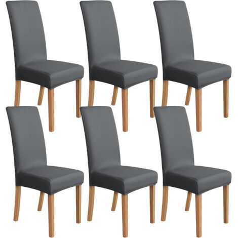 Lot De 6 Housses De Chaise Extensibles Grises - 100% Coton élastique, Universelles