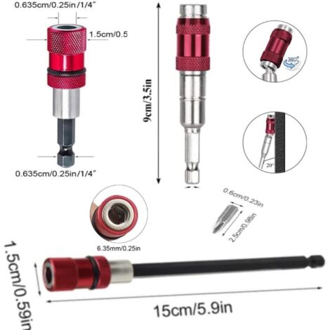 Lot 3 Rallonges Flexibles Porte-Embuts 1/4" Hex - 20cm Et 30cm Pour Perceuse Et Tournevis