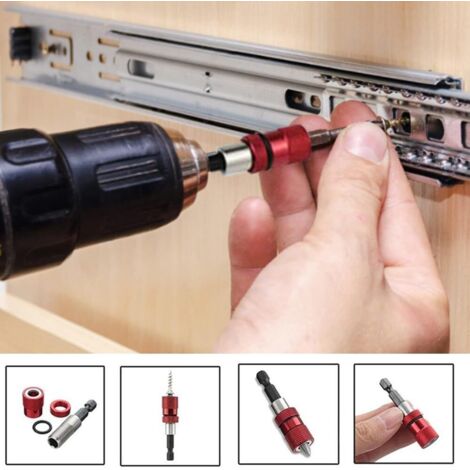 Batheidon 3Pcs Porte-embouts Magnétique Cloison Sèche, porte embout visseuse, Tige à Changement Rapide, 1/4 Hexagonale, avec 3 Embouts PH2, Compatible avec Perceuses et Visseuses (Rouge