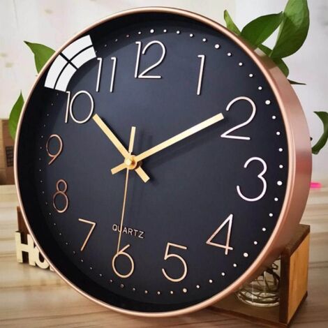 Horloge Murale Moderne Rectangulaire 30,5 Cm - Silencieuse, Sans Tic-tac - Cadre Acrylique, Chiffres Noirs - Pour Salon, Chambre, Bureau - 6