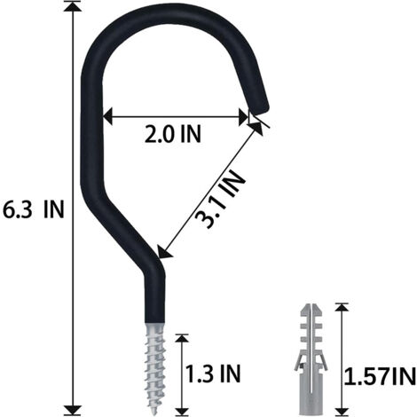 Lot De 8 Crochets Vélo Caoutchoutés Charge Lourde - Suspension Garage Noir