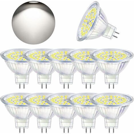 Ampoule LED GU5.3 Blanc Froid 6000K, MR16 LED 12V 5W Equivalent à 50W Halogène, Ampoules LED Spot Non Dimmable, Lot de 10 [Classe énergétique F] (1/5)