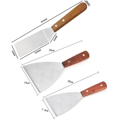 Plaque De Grill Rectangulaire En Inox 36x30 Cm - Épaisseur 1,5 Mm - Avec Spatules Et Fourchette - Pour BBQ, Teppanyaki, Plancha