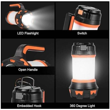 Lanterne LED Rechargeable Flintronic – 1000 Lumens, 6 Modes, 4000 MAh, IPX4, Idéale Pour Le Camping Et Les Activités Outdoor
