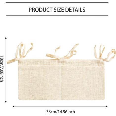 Sac De Rangement Suspendu Pour Lit Bébé - 39x20 Cm, 2 Poches, Tissu Doux - Organisateur Couches, Vêtements, Jouets - 2