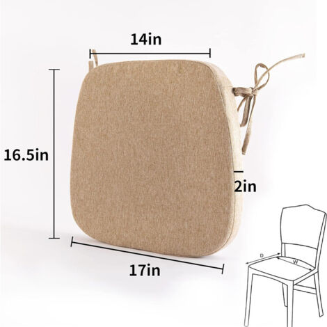 Lot De 4 Coussins De Chaise OVOV Texturés Beige 35,6x35,6 Cm – Épais 5,1 Cm, Antidérapants Avec Attaches Et Housses Lavables