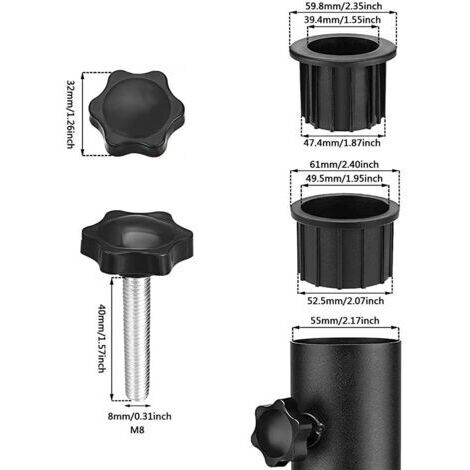 Support Parapluie LUTER Kit Accessoires Parasol Balcon - 6 Pièces - Anneaux Et Vis De Fixation Pour Table Terrasse - Noir Fixation Parasol Support Parapluie LUTER Kit Accessoires Parasol Balcon - 6 Pièces - Anneaux Et Vis De Fixation Pour Table Terrasse - Noir Fixation Parasol