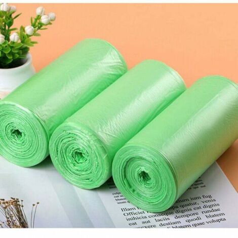 Lot de 150 sacs poubelle biologiques, résistants à la déchirure, sacs pour déchets alimentaires, compostables et biodégradables, en amidon de mas.,