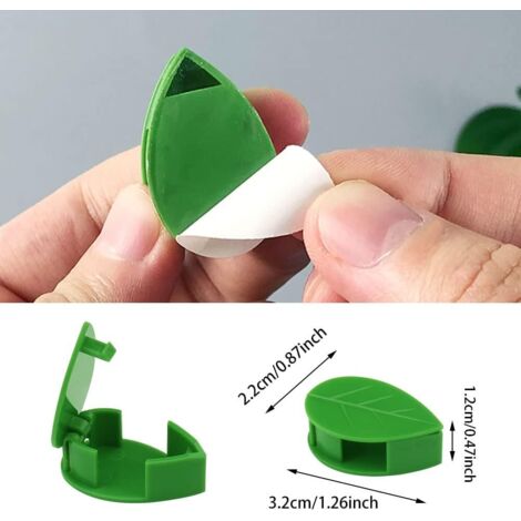Acheter Clips muraux pour plantes grimpantes, 30 pièces, fixateur de plantes en forme de feuille avec ruban adhésif, outils pour plantes suspendues, crochet de vigne de tomate, pince de fixation murale pour