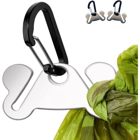 Lot de 2 porte-sacs à déjections canines, support pour distributeur, mains libres en métal (1/4)